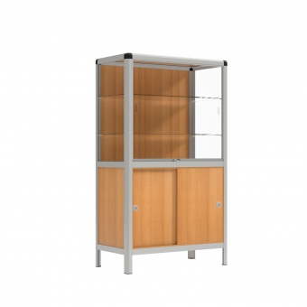 Vitrine, mit Unterschrank, 180 cm hoch, 100x50 cm (B/T), Holzrückwand, 